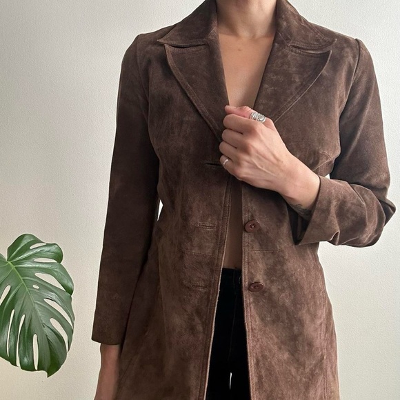 Vintage Chocolate Brown Suede Duster Jacket - Picture 7 of 7
